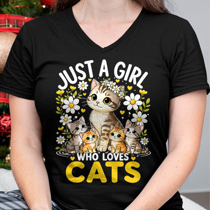 Cat Love Shirt, Funny Cat Lover Gift UnisexT-Shirt/Hoodie/Sweatshirt HLT00 - Cute Cat Lover Just A Girl Who Loves Cats T-Shirt
