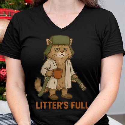 Cat Love Shirt, Funny Cat Lover Gift UnisexT-Shirt/Hoodie/Sweatshirt HLT00 - Women_s Litter_s Full Cat V-Neck T-Shirt
