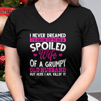 Best Wife Shirt, Wife and Husband Unisex T-Shirt/Hoodie/Sweatshirt HLT00 - Gift for wife T shirt, spoiled wife   Grumpy Old Husband Spoiled Wife Of Grumpy Old Husband Pullover