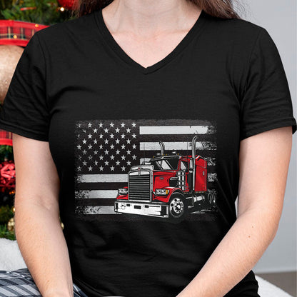 Best Truck Driver Life Shirt, Funny Trucker UnisexT-Shirt/Hoodie/Sweatshirt HLT00 - US American Flag Semi Truck Driver T-Shirt (3)
