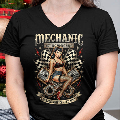 Best Mechanic Life Shirt, Funny Mechanic UnisexT-Shirt/Hoodie/Sweatshirt HLT00 - Vintage Mechanic Hot Rod Garage Pin Up Design T-Shirt