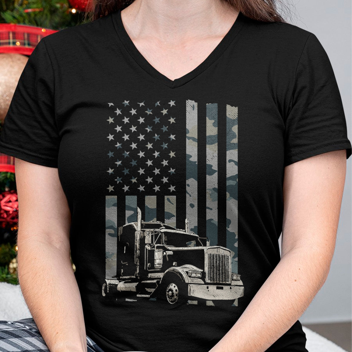 Best Truck Driver Life Shirt, Funny Trucker UnisexT-Shirt/Hoodie/Sweatshirt HLT00 - Trucker American Flag Trucking (Design on Back) Long Sleeve T-Shirt