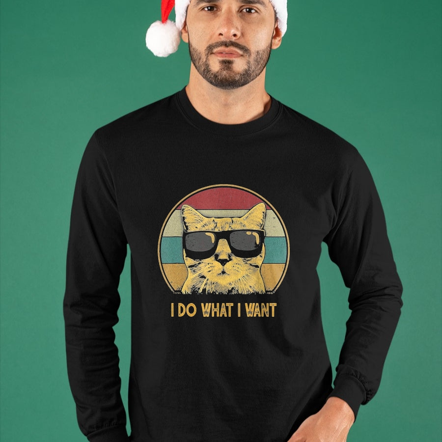 Cat Love Shirt, Funny Cat Lover Gift UnisexT-Shirt/Hoodie/Sweatshirt HLT00 - Retro Ich Mache was ich Want, cat Funny cat Lover T-Shirt, Men, Black, 3X-Large