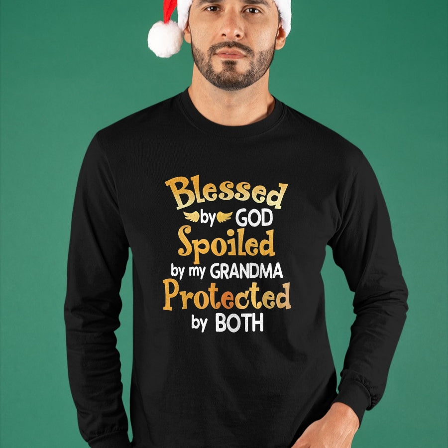 Best Wife Shirt, Wife and Husband Unisex T-Shirt/Hoodie/Sweatshirt HLT00 - Blessed By God Spoiled By My Grandma Grandson Granddaughter T-Shirt (1)