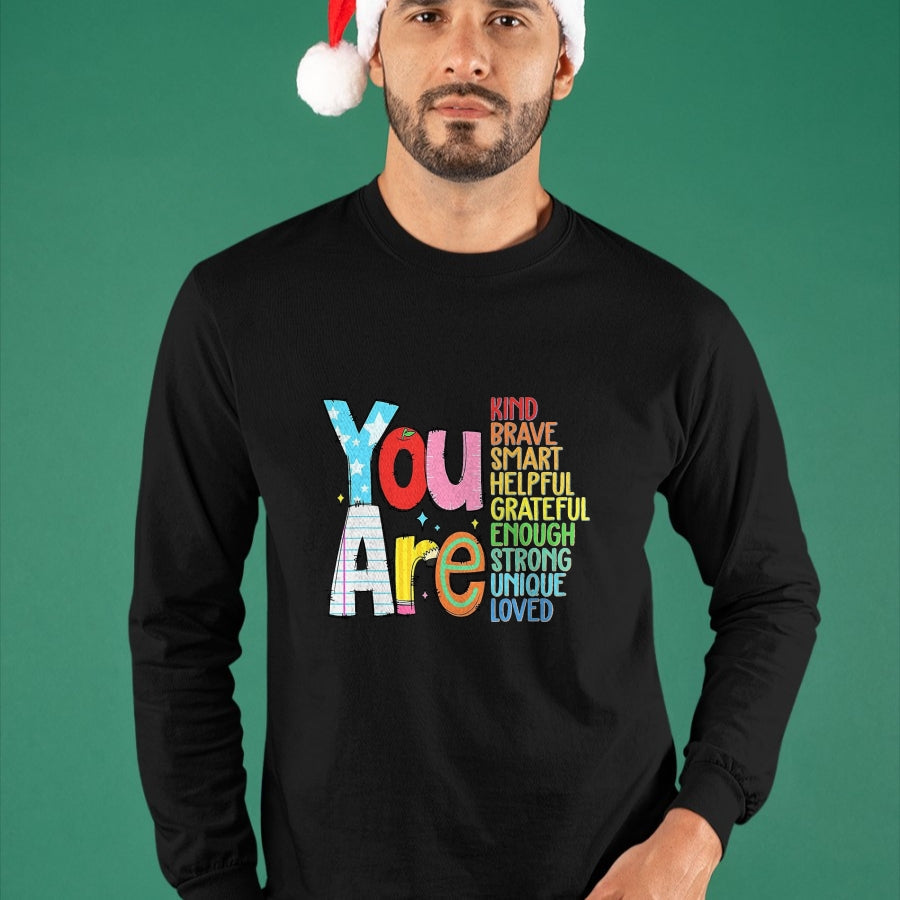 Best Student Shirt, Funny Back To School UnisexT-Shirt/Hoodie/Sweatshirt HLT00 - You are SMART Brave Strong Kind Loved Motivation Teacher Kid T-Shirt, Men, Black, 3X-Large
