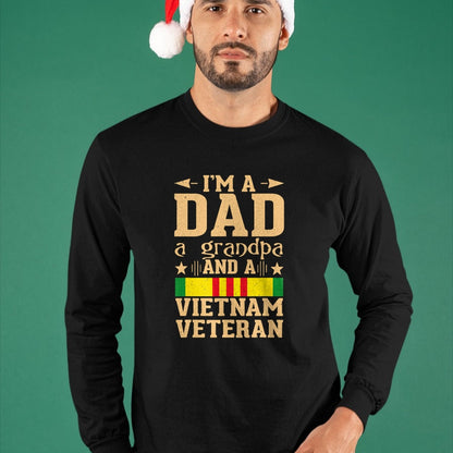 Gift for Dad Shirt, Funny Dad Unisex T-Shirt/Hoodie/Sweatshirt HLT00 – I_m A Dad Grandpa And A Vietnam Veteran Proud Veteran Father T-Shirt