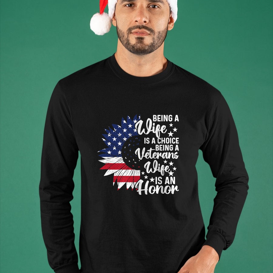 Best Wife Shirt, Wife and Husband Unisex T-Shirt/Hoodie/Sweatshirt HLT00 - Gift for wife T shirt, lucky wife   Patriotic Veterans Day Being A Veterans Wife Is An Honor T-Shirt