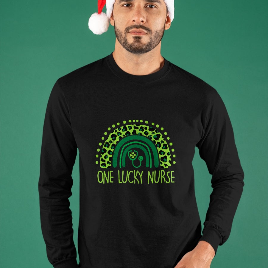 Funny Nurse Shirt, Nurse Unisex T-Shirt/Hoodie/Sweatshirt HLT00 - One Lucky Nurse Scrub RN ICU ER St Patricks Day Nurses Women T-Shirt