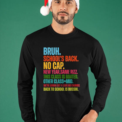 Best Student Shirt, Funny Back To School UnisexT-Shirt/Hoodie/Sweatshirt HLT00 - Vintage Bruh We Back No Cap Bruh We_re Back Student Teacher T-Shirt, Men, Black, 3X-Large