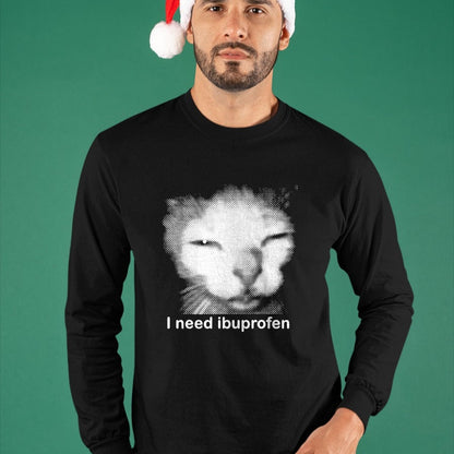 Cat Love Shirt, Funny Cat Lover Gift UnisexT-Shirt/Hoodie/Sweatshirt HLT00 - I Need Ibuprofen Funny Vintage Graphic Cat Meme T-Shirt