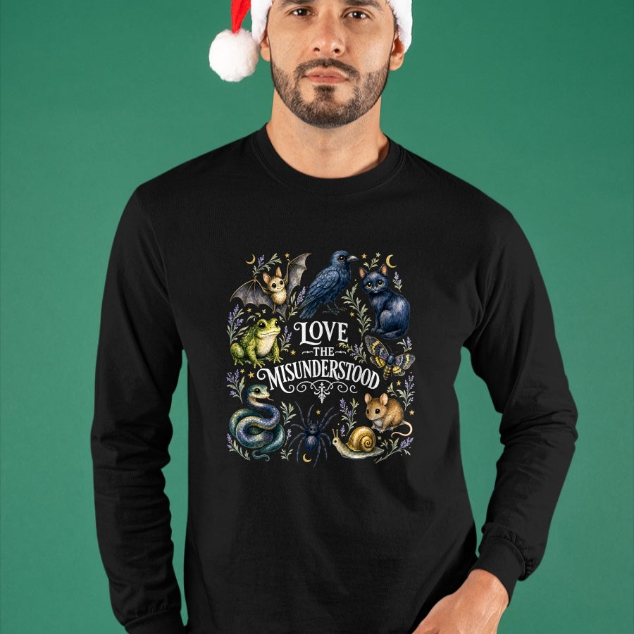 Cat Love Shirt, Funny Cat Lover Gift UnisexT-Shirt/Hoodie/Sweatshirt HLT00 - Love The Misunderstood Bat Frog Raven Snake Cat Moth Spider T-Shirt