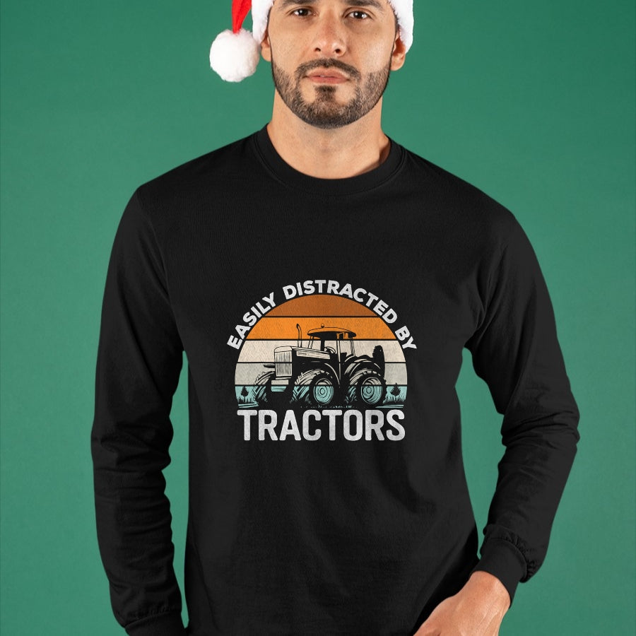 Best Farmer Life Shirt, Funny Farmer UnisexT-Shirt/Hoodie/Sweatshirt HLT00 - Farming Humor Easily Distracted By Tractor Farmer Mens T-Shirt