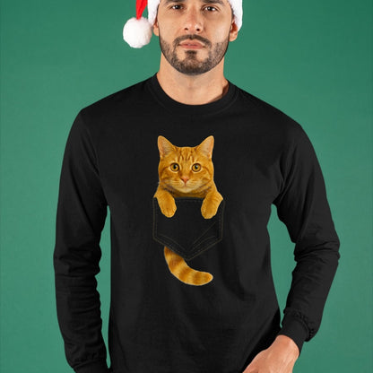 Cat Love Shirt, Funny Cat Lover Gift UnisexT-Shirt/Hoodie/Sweatshirt HLT00 - Cute Tabby Cat Pocket Funny Gifts Cat Mom Cat Dad Cat Lover T-Shirt