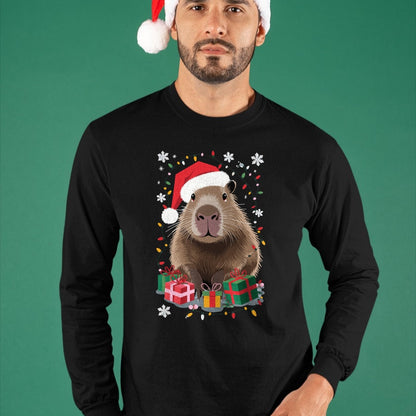 Cute Capybara Shirt, Funny Capybara Unisex T-Shirt/Hoodie/Sweatshirt HLT00 - Capybara Christmas Long Sleeve T-Shirt (5)