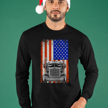 Best Truck Driver Life Shirt, Funny Trucker UnisexT-Shirt/Hoodie/Sweatshirt HLT00 - US American Flag Semi Truck Driver T-Shirt (4)