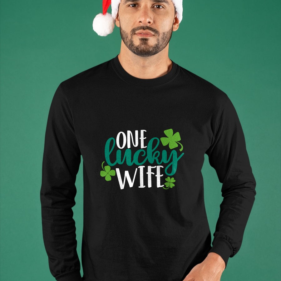Best Wife Shirt, Wife and Husband Unisex T-Shirt/Hoodie/Sweatshirt HLT00 - Gift for wife T shirt, lucky wife   One Lucky Wife Irish St Patricks Day Womens Girls Funny Gift Lon