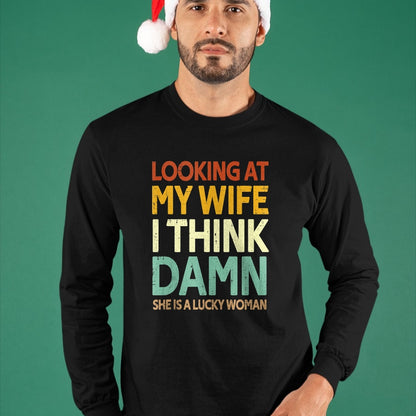 Best Wife Shirt, Wife and Husband Unisex T-Shirt/Hoodie/Sweatshirt HLT00 - Gift for wife T shirt, lucky wife   My Wife Is A Lucky Woman Husband Wife Themed Present Tank Top (1)