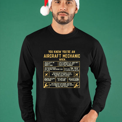 Best Mechanic Life Shirt, Funny Mechanic UnisexT-Shirt/Hoodie/Sweatshirt HLT00 - You Know You're an Aircraft Mechanic - Airplane Maintenance T-Shirt Small