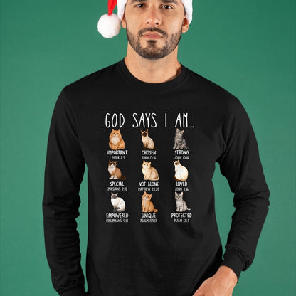 Cat Love Shirt, Funny Cat Lover Gift UnisexT-Shirt/Hoodie/Sweatshirt HLT00 - God Says I Am Cat Lover Bible Verses Christian Scripture Cat T-Shirt