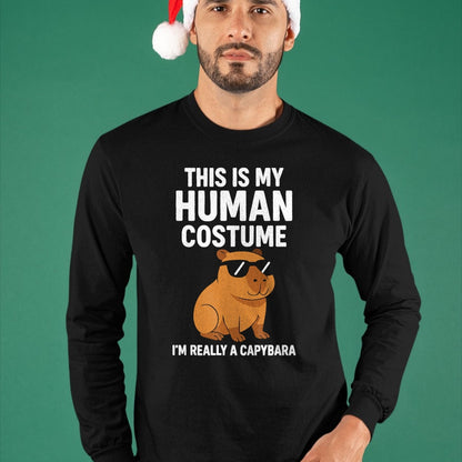Cute Capybara Shirt, Funny Capybara Unisex T-Shirt/Hoodie/Sweatshirt HLT00 - This is My Human Costume I Am Really A Capybara T-Shirt