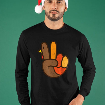 Best Thanksgiving Family Shirt , Funny Thanksgiving UnisexT-Shirt/Hoodie/Sweatshirt HLT00 - Peace Sign Turkey Hand Cool Thanksgiving Hippie Men Women T-Shirt