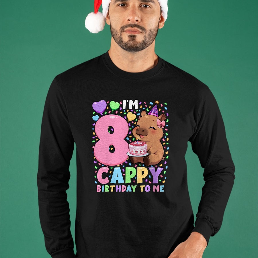 Cute Capybara Shirt, Funny Capybara UnisexT-Shirt/Hoodie/Sweatshirt HLT00 - Capybara Birthday Shirt 8 Kawaii Girl Capybara 8th Birthday T-Shirt