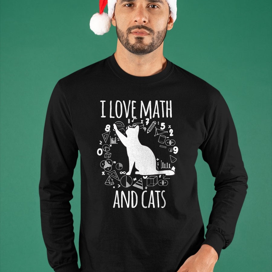 Cat Love Shirt, Funny Cat Lover Gift UnisexT-Shirt/Hoodie/Sweatshirt HLT00 - Math Nerd Math Teacher Cat Lover I Love Math And Cats T-Shirt