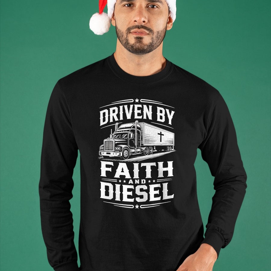 Best Truck Driver Life Shirt, Funny Trucker UnisexT-Shirt/Hoodie/Sweatshirt HLT00 - Driven Faith and Diesel Trucking Jesus Christian Trucker T-Shirt (2)