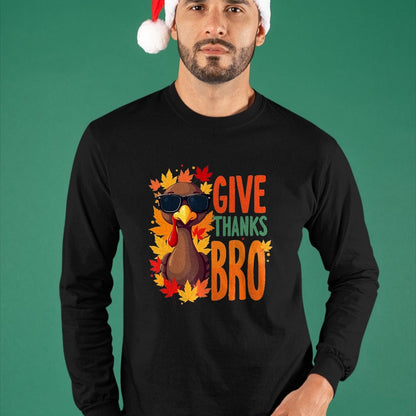 Best Thanksgiving Family Shirt , Funny Thanksgiving UnisexT-Shirt/Hoodie/Sweatshirt HLT00 - Give Thanks Bro Cute Turkey Toddler Thankful Thanksgiving T-Shirt, Men, Black, 3X-Large