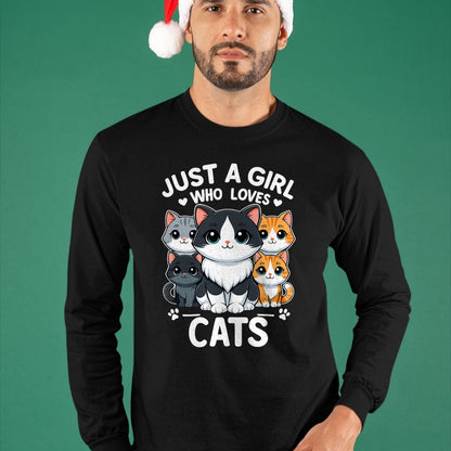 Cat Love Shirt, Funny Cat Lover Gift UnisexT-Shirt/Hoodie/Sweatshirt HLT00 - Just A Girl Who Loves Cats T-Shirt