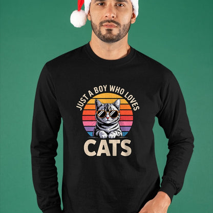 Cat Love Shirt, Funny Cat Lover Gift UnisexT-Shirt/Hoodie/Sweatshirt HLT00 - Just a Boy Who Loves Cats T-Shirt