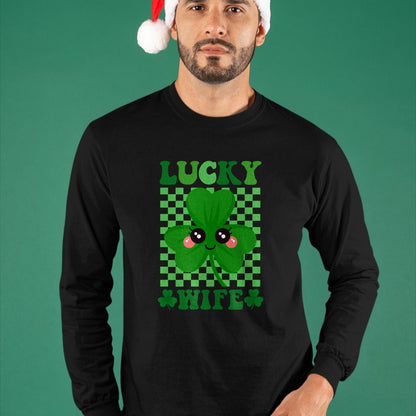 Best Wife Shirt, Wife and Husband Unisex T-Shirt/Hoodie/Sweatshirt HLT00 - Gift for wife T shirt, lucky wife   Lucky Wife Rainbow St Patricks Day Lucky Wife Long Sleeve T-Shir (2)