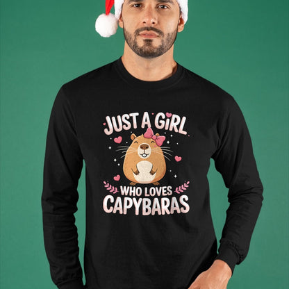 Cute Capybara Shirt, Funny Capybara Unisex T-Shirt/Hoodie/Sweatshirt HLT00 - Just A Girl Who Loves Capybaras Kawaii T-Shirt