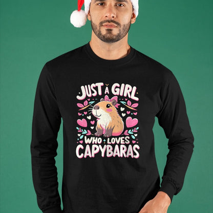 Cute Capybara Shirt, Funny Capybara Unisex T-Shirt/Hoodie/Sweatshirt HLT00 - Just a Girl who Loves Capybaras T-Shirt (5)