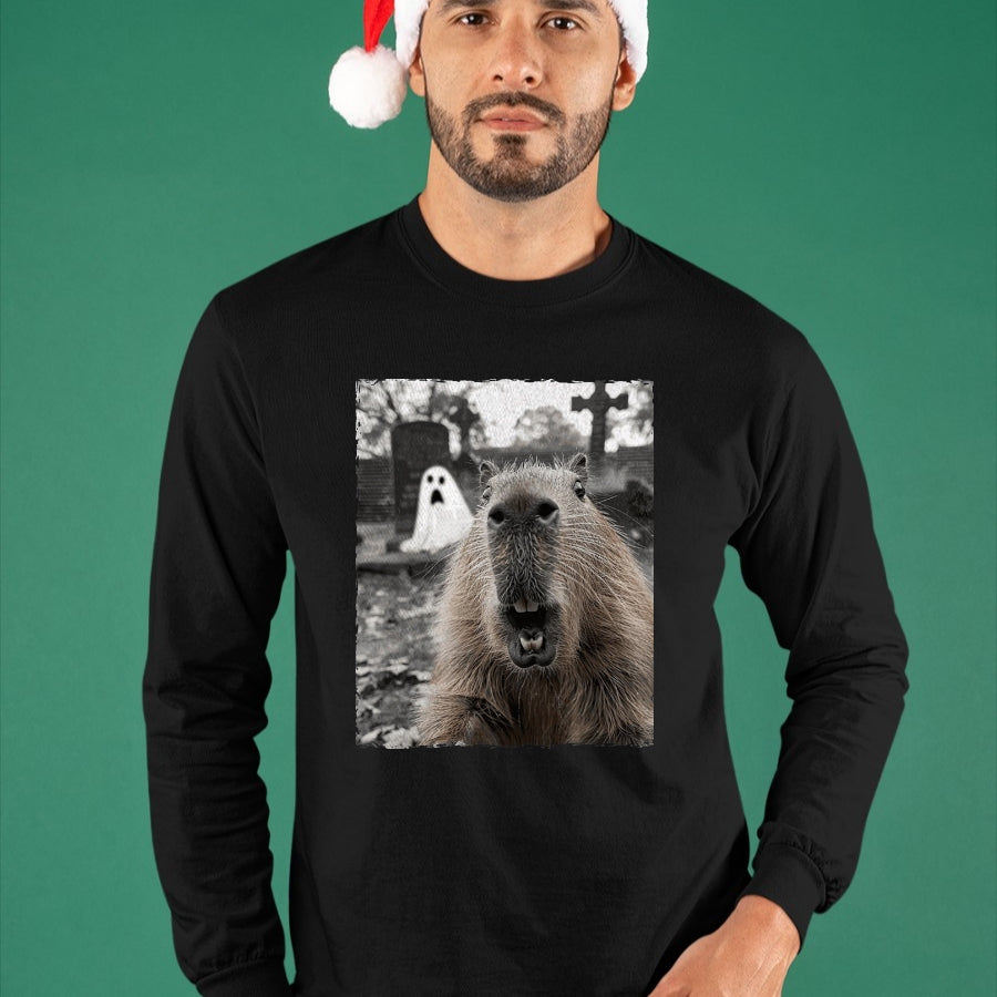 Cute Capybara Shirt, Funny Capybara Unisex T-Shirt/Hoodie/Sweatshirt HLT00 - Funny Capybara Halloween Costume T-Shirt, Men, Black, Small