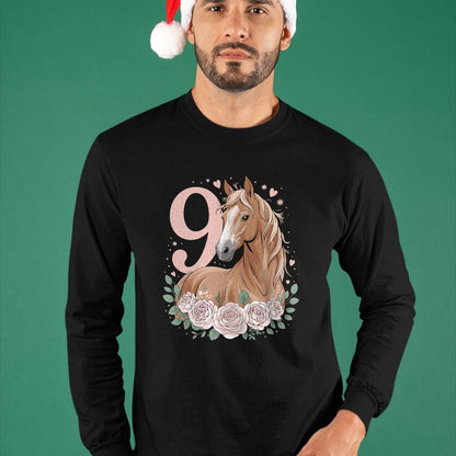 Best Horse Lover Shirt , Funny Horse UnisexT-Shirt/Hoodie/Sweatshirt HLT00 -  9th Birthday Horse Girl Design 9 Years Old Girl Horses T-Shirt