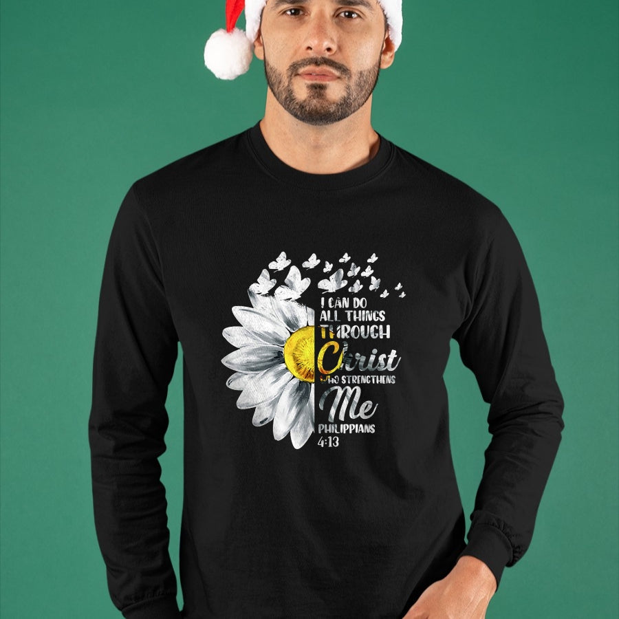Christian Tee, Christian Faith Unisex T-Shirt/Hoodie/Sweatshirt HLT00 - I Can Do All Things Through Christ - Daisy Flower Religious T-Shirtrist - Christian Gift T-Shirt T-Shirt (Copy)