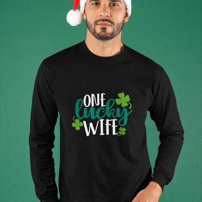 Best Wife Shirt, Wife and Husband Unisex T-Shirt/Hoodie/Sweatshirt HLT00 - Gift for wife T shirt, lucky wife   One Lucky Wife Irish St Patricks Day Womens Girls Funny Gift Swe (1)