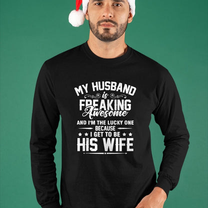 Best Wife Shirt, Wife and Husband Unisex T-Shirt/Hoodie/Sweatshirt HLT00 - Gift for wife T shirt, lucky wife   Lucky Wife, Awesome Life Because My Husband Tank Top