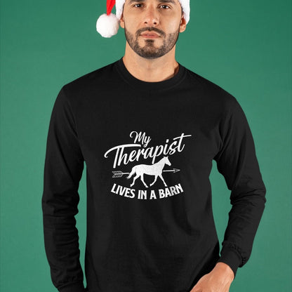 Best Horse Lover Shirt , Funny Horse UnisexT-Shirt/Hoodie/Sweatshirt HLT00 - My Therapist Lives In A Barn - Horse Lover Horseback Riding T-Shirt