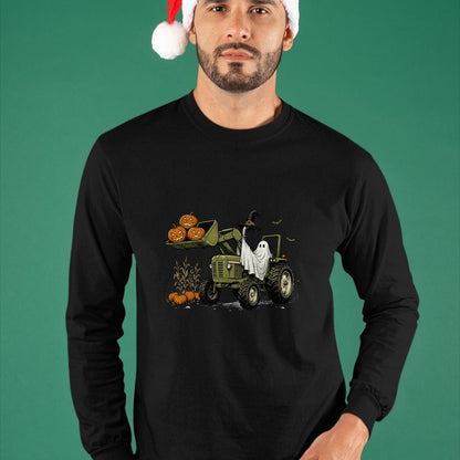 Best Farmer Life Shirt, Funny Farmer UnisexT-Shirt/Hoodie/Sweatshirt HLT00 - Ghost Tractor Pumpkin Halloween Costume Farmer Boys Kids T-Shirt