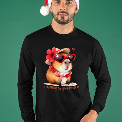 Cute Capybara Shirt, Funny Capybara Unisex T-Shirt/Hoodie/Sweatshirt HLT00 - Funny Capybara Long Sleeve T-Shirt