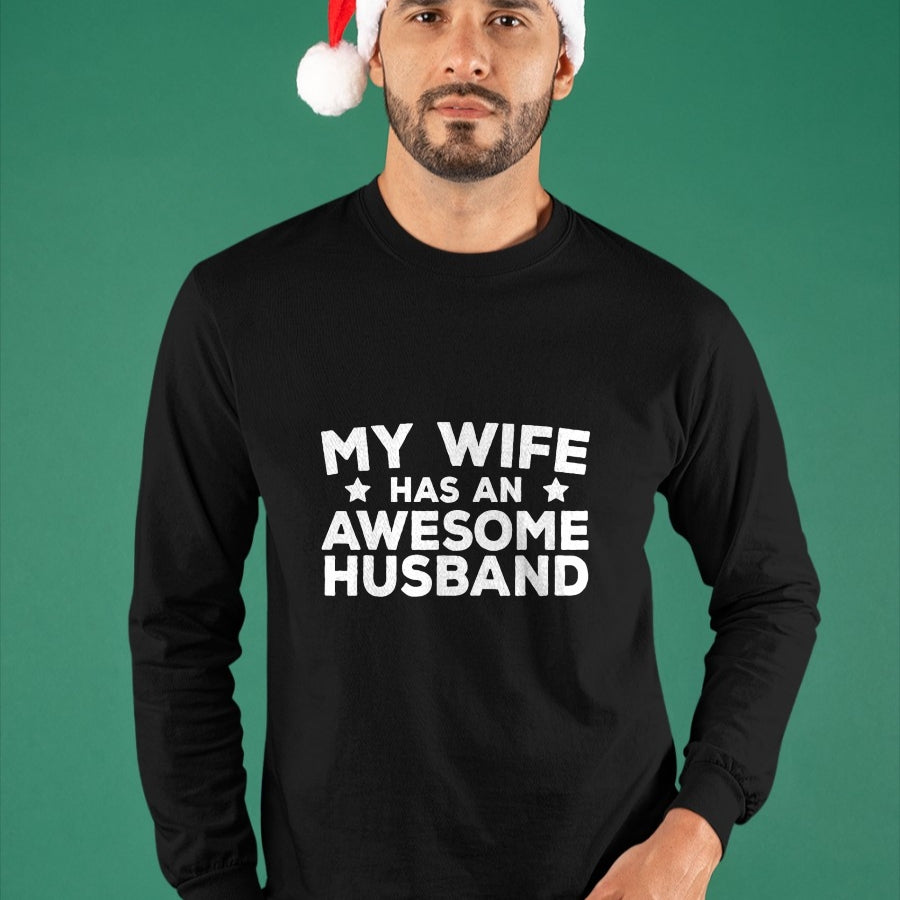 Best Wife Shirt, Wife and Husband Unisex T-Shirt/Hoodie/Sweatshirt HLT00 - My Wife Has An Awesome Husband T-Shirt (7)
