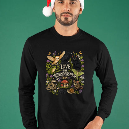 Cat Love Shirt, Funny Cat Lover Gift UnisexT-Shirt/Hoodie/Sweatshirt HLT00 - Love The Misunderstood Bat Raven Cat Snake Spider Moth Frog T-Shirt (1)