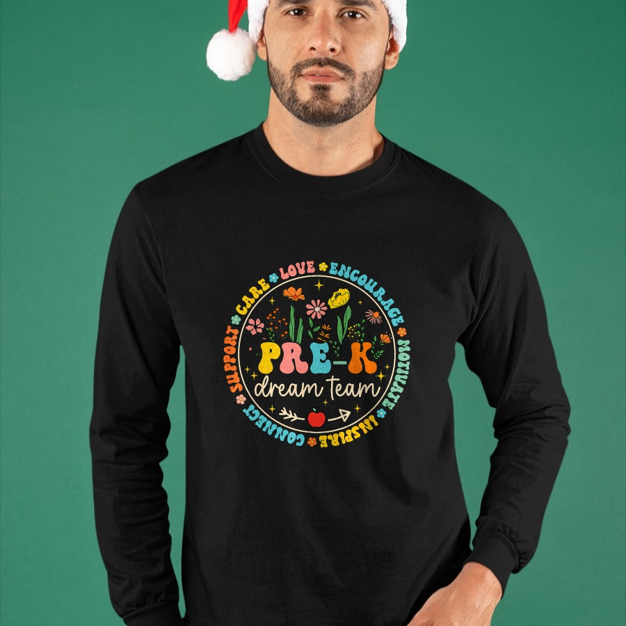 Best Student Shirt, Funny Back To School UnisexT-Shirt/Hoodie/Sweatshirt HLT00 - Pre-K Dream Team Back To School Teacher Care Love Floral T-Shirt