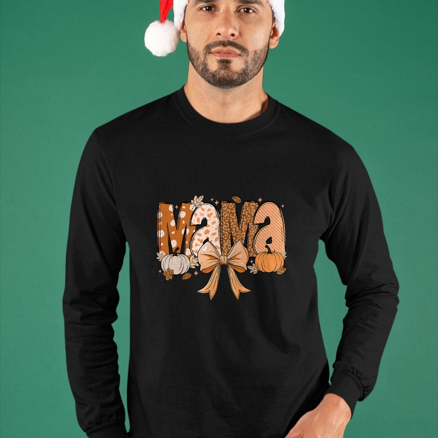 Best Thanksgiving Family Shirt , Funny Thanksgiving UnisexT-Shirt/Hoodie/Sweatshirt HLT00 - Retro Mama Coquette Bows Leopard Mom Fall Thanksgiving Women T-Shirt