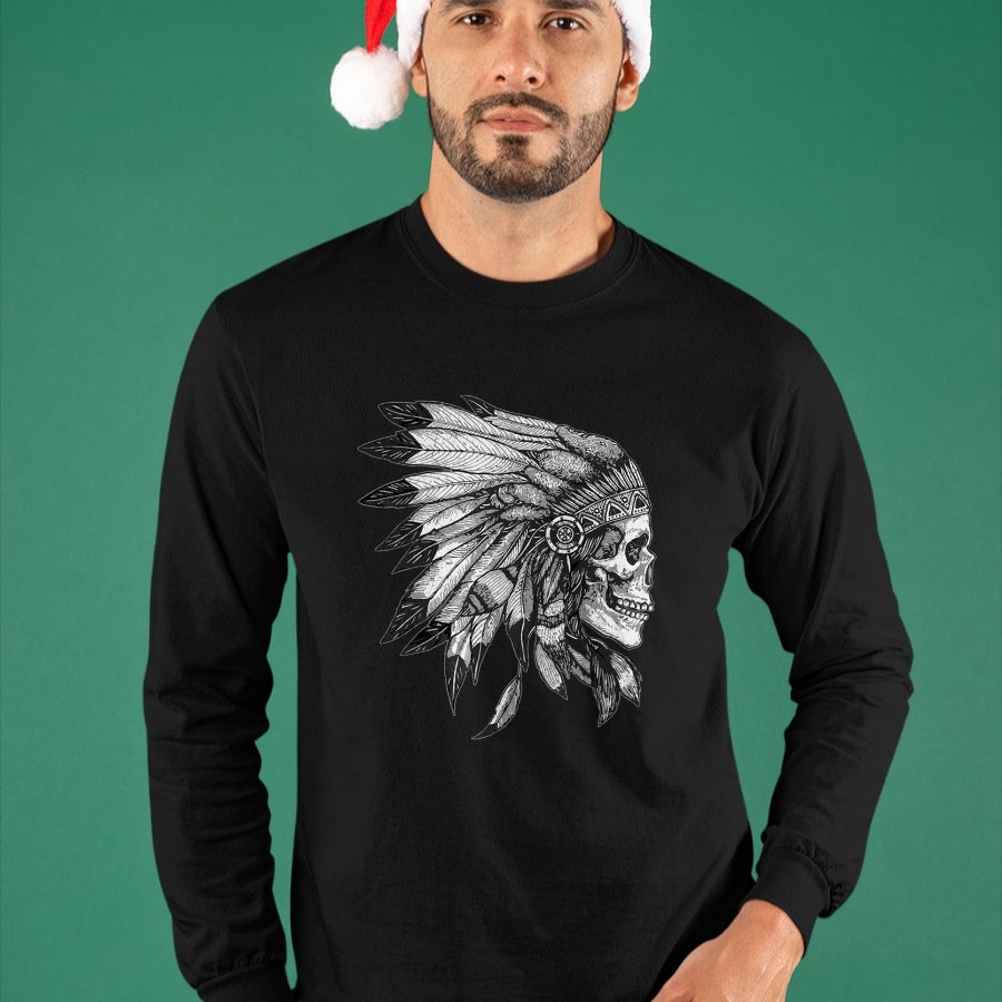 Native American T-Shirts, Vintage Native American Unisex T-Shirt/Hoodie/Sweatshirt HLT00 - American Motorcycle Skull Native Indian Eagle Chief Vintage (1)