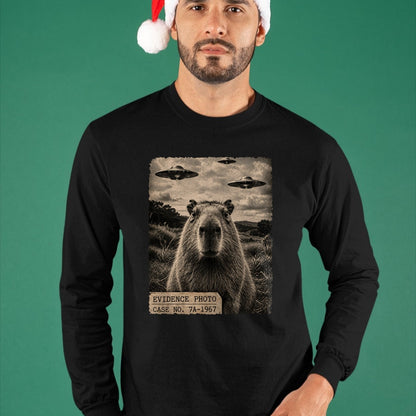 Cute Capybara Shirt, Funny Capybara Unisex T-Shirt/Hoodie/Sweatshirt HLT00 - Funny Capybara Graphic Tee Alien UFO Evidence Photo Vintage T-Shirt