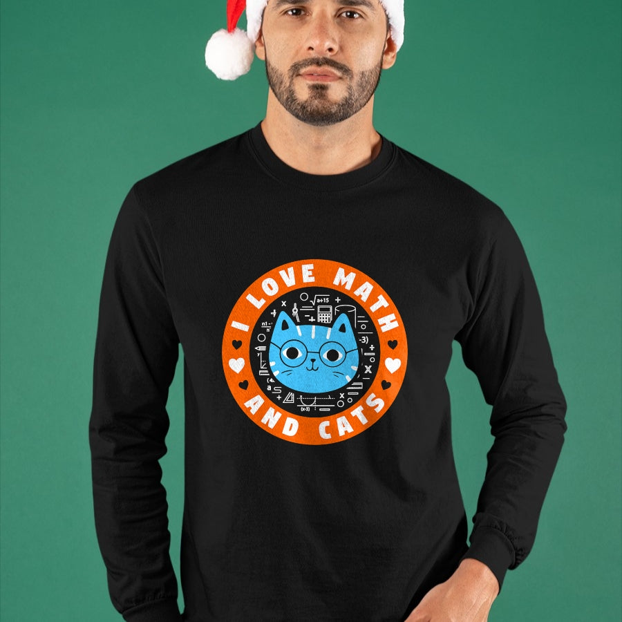 Cat Love Shirt, Funny Cat Lover Gift UnisexT-Shirt/Hoodie/Sweatshirt HLT00 - I Love Math and Cats Funny Cat Lover Math Teacher T-Shirt