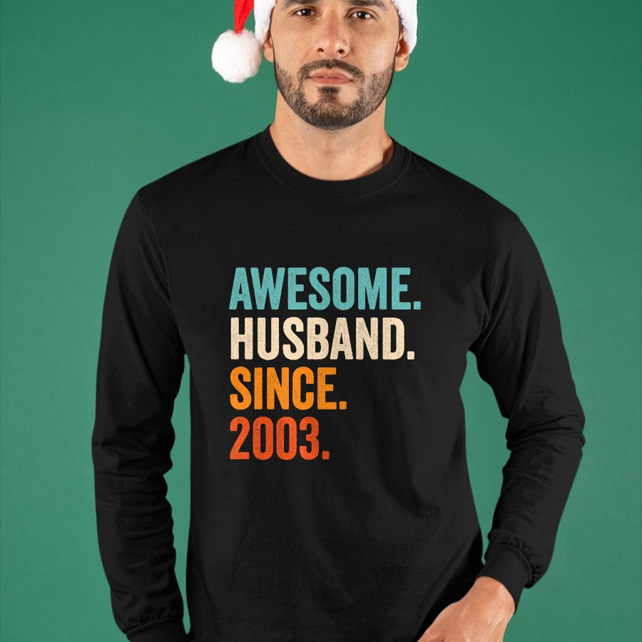 Best Wife Shirt, Wife and Husband Unisex T-Shirt/Hoodie/Sweatshirt HLT00 - Awesome Husband Since 2003 21st wedding anniversary 21 years T-Shirt